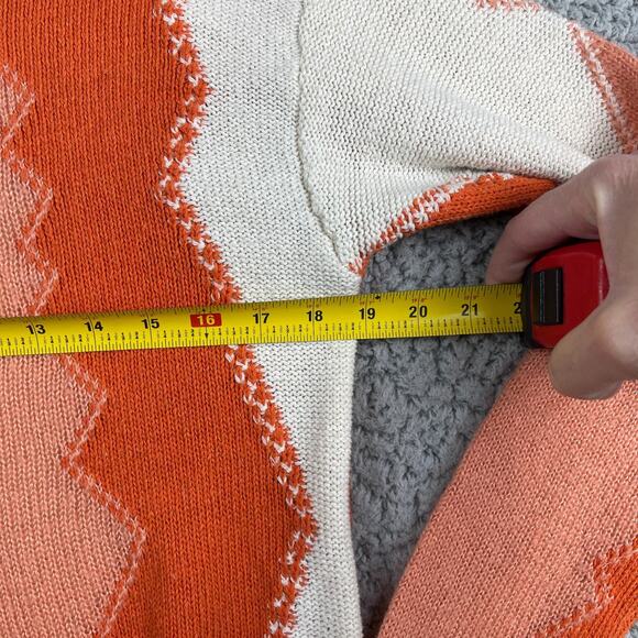 Lavender J Abstract Knit Sweater Womens Small Orange Aztec Quilted - Picture 4 of 7